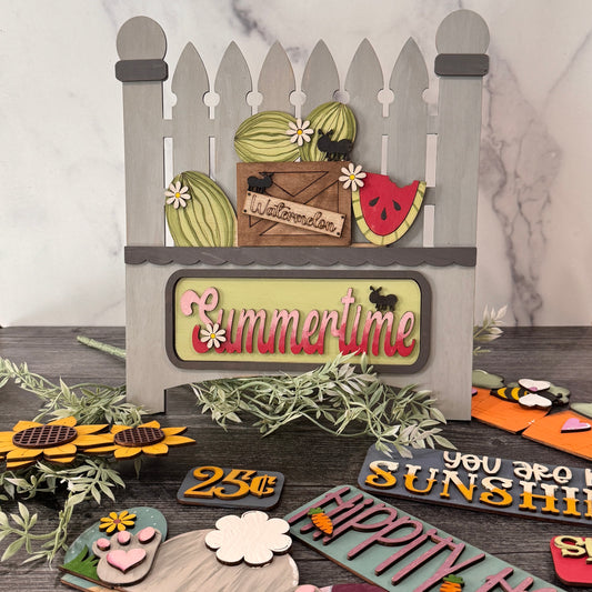 DIY 12" Wooden Decor – Interchangeable Truck, Picket Fence & Cutting Board (base)