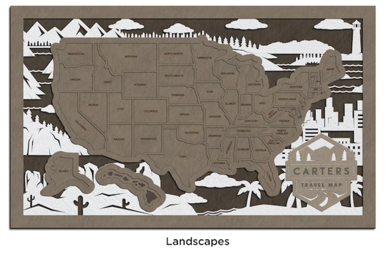 Wooden US Travel Puzzle Map