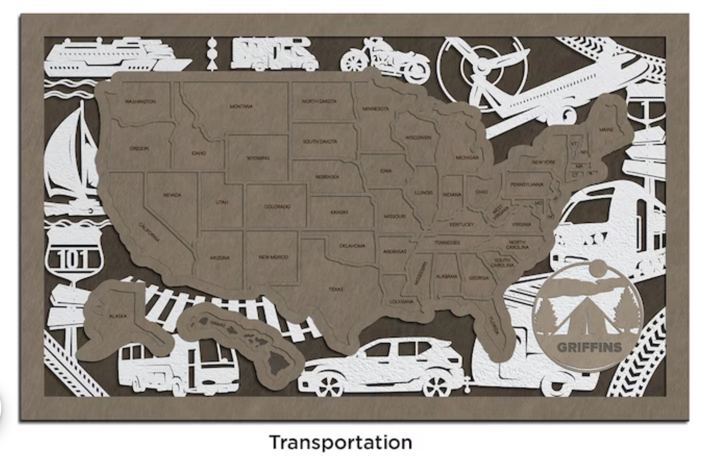 Wooden US Travel Puzzle Map