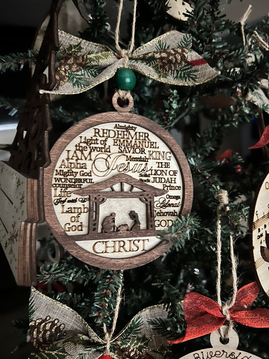 Wooden Names of Jesus Ornament
