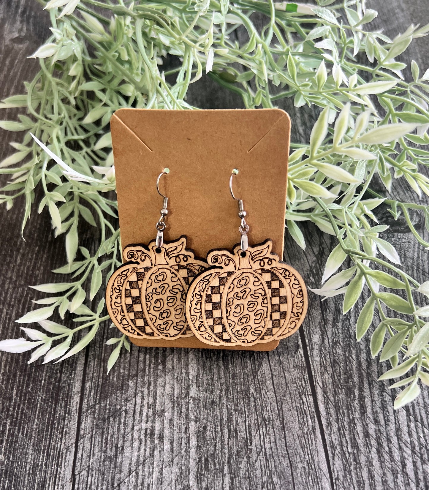 Plaid Pumpkin Earrings