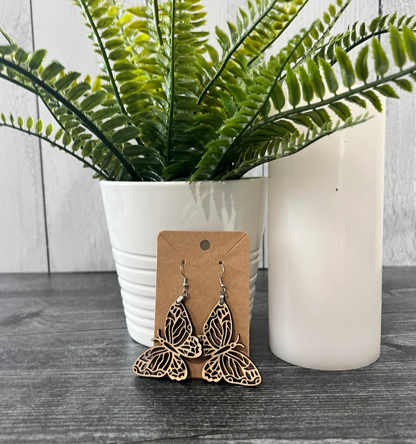 Wooden Butterfly Earrings