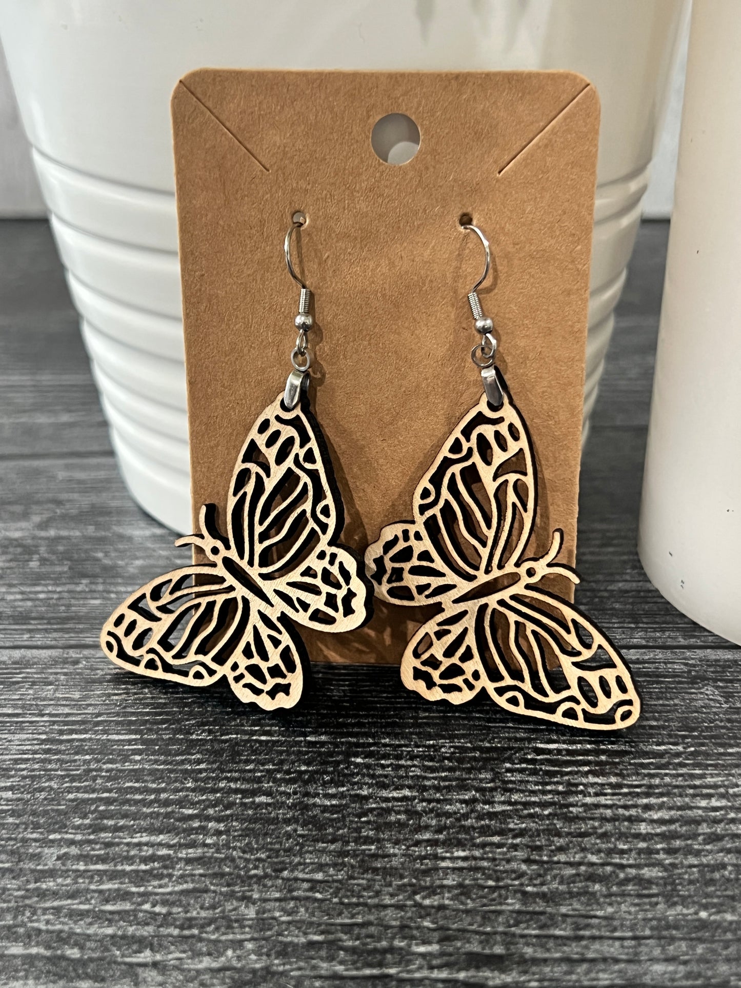 Wooden Butterfly Earrings