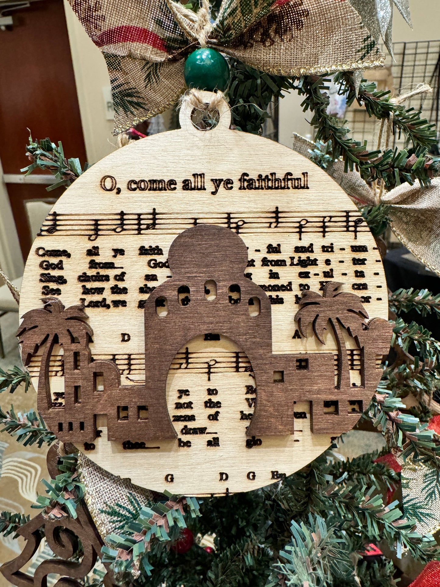 Wooden Christmas Music Ornament