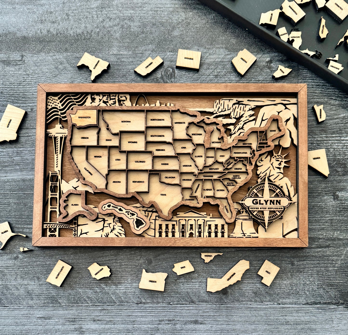 Wooden US Travel Puzzle Map