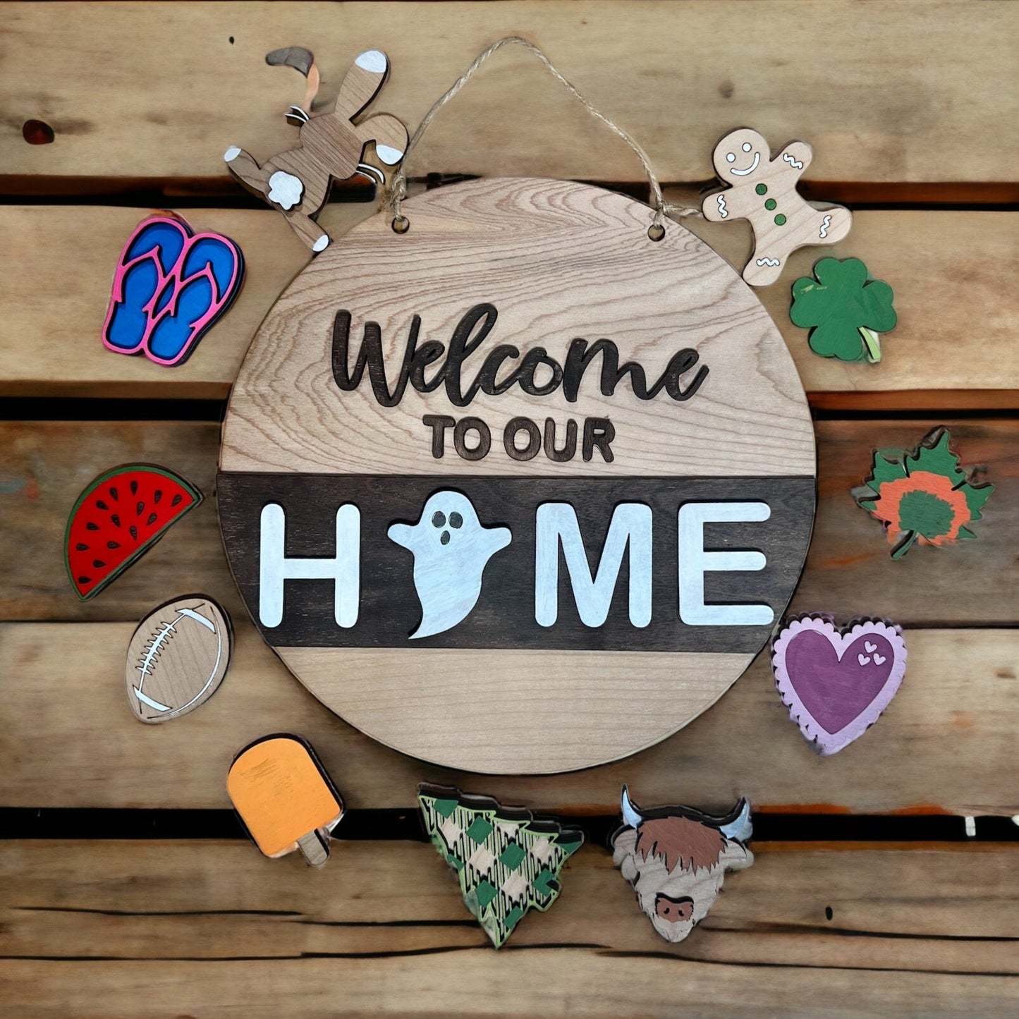 Interchangeable Welcome Home Round Sign (DIY)