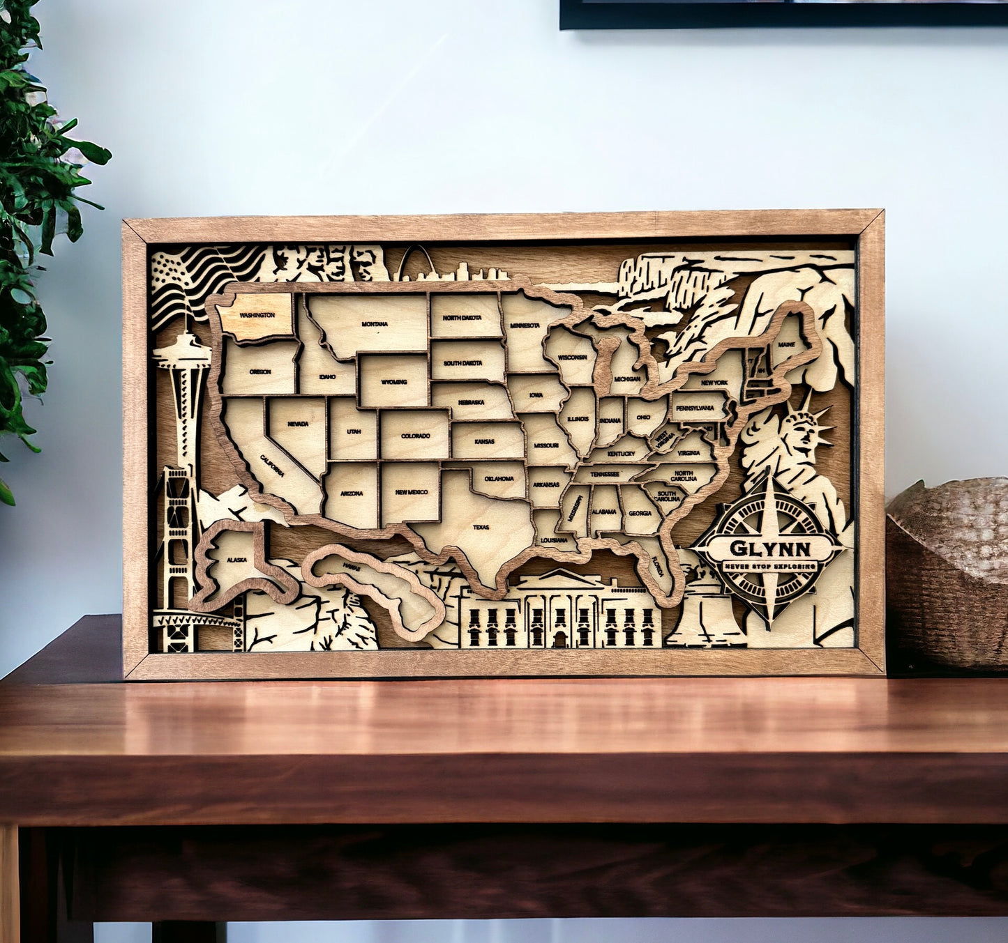 Wooden US Travel Puzzle Map