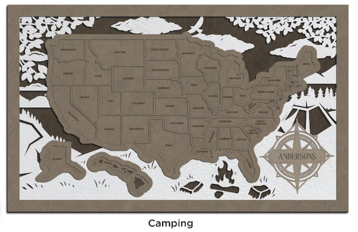 Wooden US Travel Puzzle Map