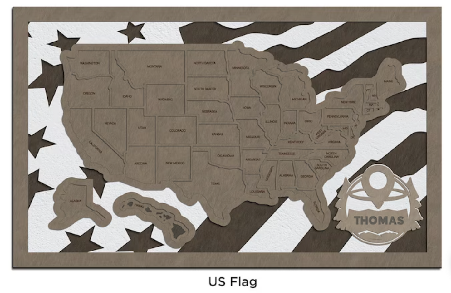 Wooden US Travel Puzzle Map