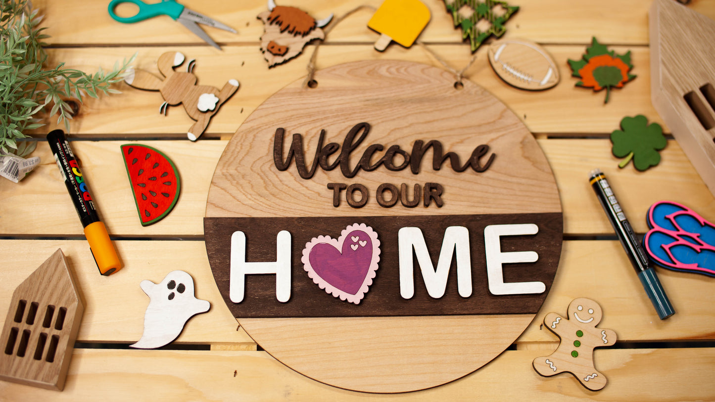 Interchangeable Welcome Home Round Sign (DIY)