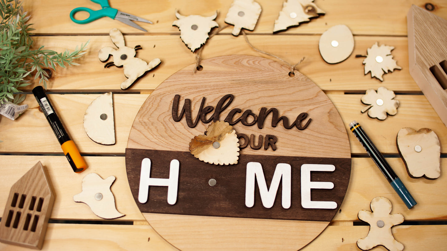 Interchangeable Welcome Home Round Sign (DIY)